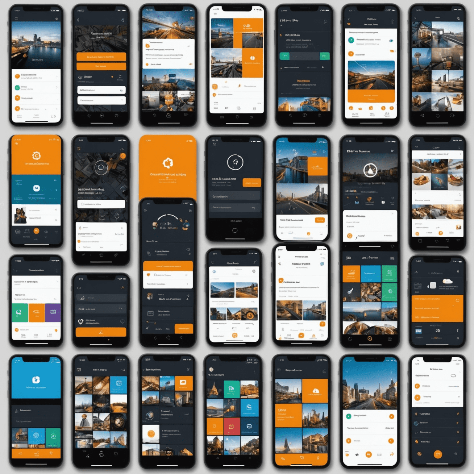 A collage of various mobile app interfaces developed by mobipolee, showcasing different industries and functionalities. The image highlights the versatility and quality of our app development services.